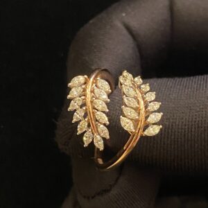 R-261 (1) 1.05 Cts Marquise Shape Natural Diamonds Engagement Leaf Ring In 14K Gold