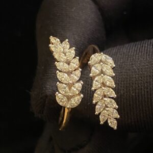 Stunning 1.15 Cts Marquise Natural Diamonds Engagement Leaf Ring In 14K Gold