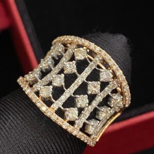 R-275 (1) Pave 2.10 Cts Round Brilliant Cut Natural Diamonds Engagement Band Ring 14K Gold