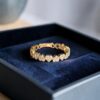 Stunning 0.24 Cts Round Brilliant F/VS1 Diamonds Heart Shape Band Ring 14K Gold