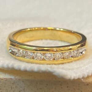 0.45 Cts Round Brilliant Diamonds Unisex Channel Setting Band Ring In 18K Gold