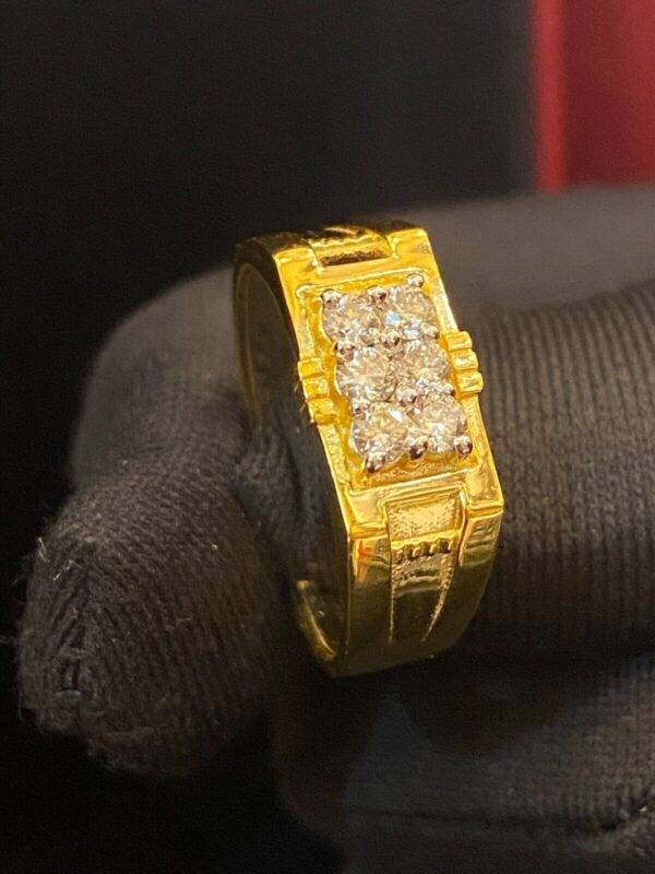 R-325 (1) 0.46 Cts Round Brilliant Cut Diamonds Six-Stone Men's Wedding Ring In 14K Gold