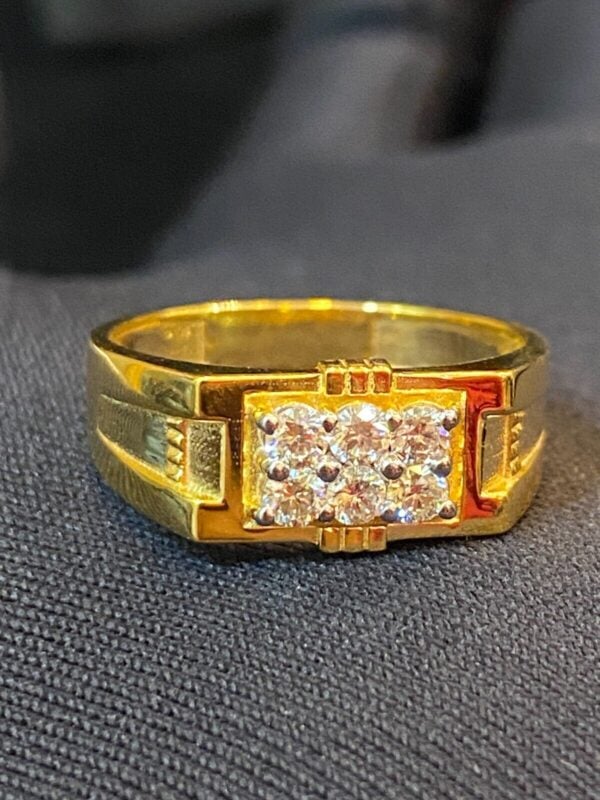 R-325 (2) 0.46 Cts Round Brilliant Cut Diamonds Six-Stone Men's Wedding Ring In 14K Gold