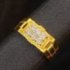 R-325 (3) 0.46 Cts Round Brilliant Cut Diamonds Six-Stone Men's Wedding Ring In 14K Gold