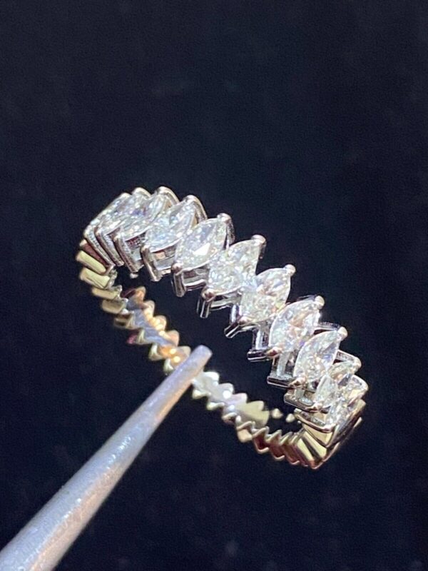 Stunning 1.19 Cts Marquise Shape Diamonds Engagement Band Ring In 585 14K Gold