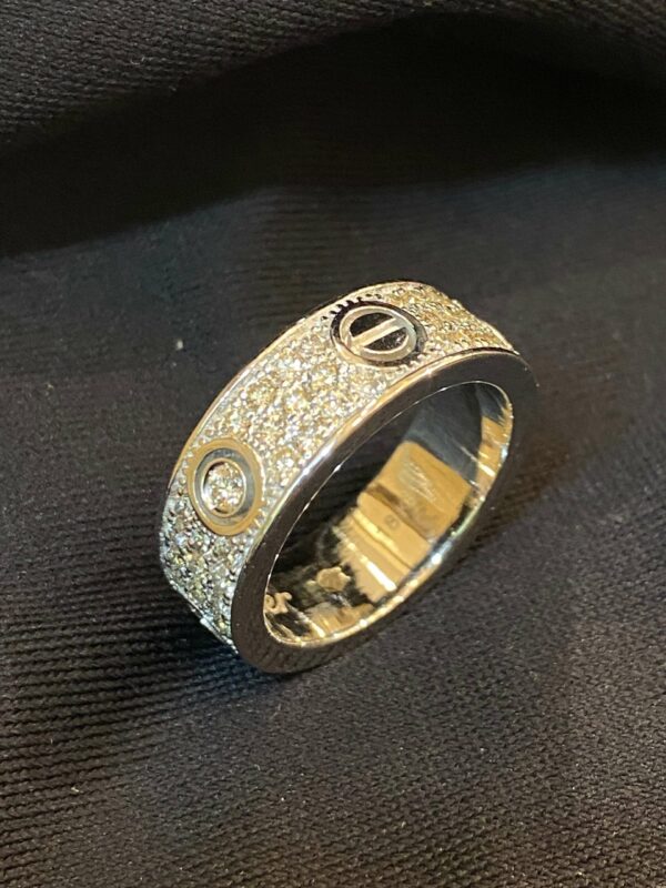 R-332 (10) Pave 1.88 Cts Round Brilliant Cut Natural Diamonds Unisex Band Love Ring In 18K Gold