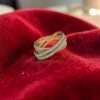 1.30 Cts Round Princess Shape F/VS1 Diamonds Crossover Band Ring 14K Rose Gold