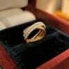 1.30 Cts Round Princess Shape F/VS1 Diamonds Crossover Band Ring 14K Rose Gold