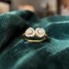 GIA Certified 0.95 Cts Heart Round Shape F/VS1 Diamonds Toi Et Moi Ring 18K Gold