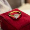GIA Certified 0.45 Cts Heart Round F/VS1 Diamonds Halo Engagement Ring 18K Gold