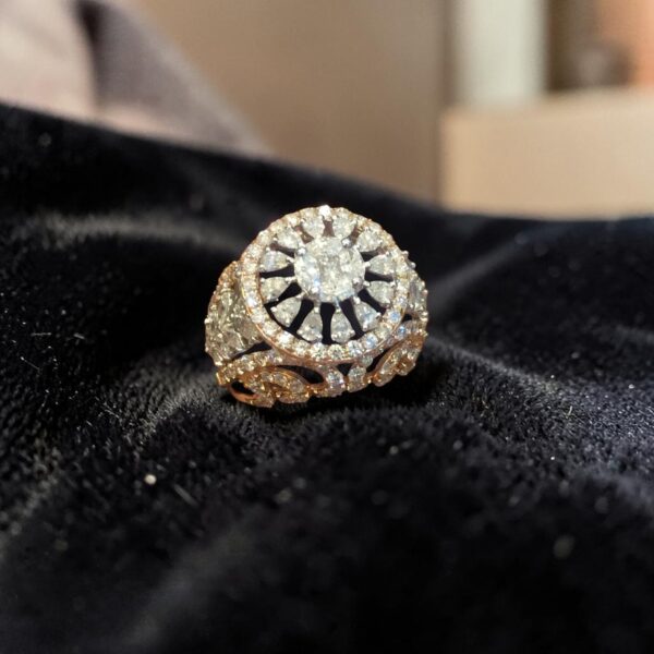 Pave 4.23 Cts Round Princess Marquise Pear F/VS1 Diamonds Cocktail Ring 14K Gold