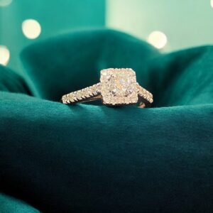 R-357 (26) Pave 0.70 Cts Round Brilliant Cut Natural Diamonds Engagement Ring 18K Rose Gold