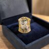R-380 (24) Pave 0.70 Carats Round Brilliant F/VS1 Diamonds Wide Engagement Ring In 14K Gold