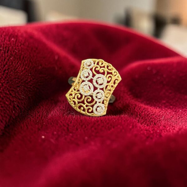R-380 (25) Pave 0.70 Carats Round Brilliant F/VS1 Diamonds Wide Engagement Ring In 14K Gold