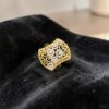 R-380 (26) Pave 0.70 Carats Round Brilliant F/VS1 Diamonds Wide Engagement Ring In 14K Gold