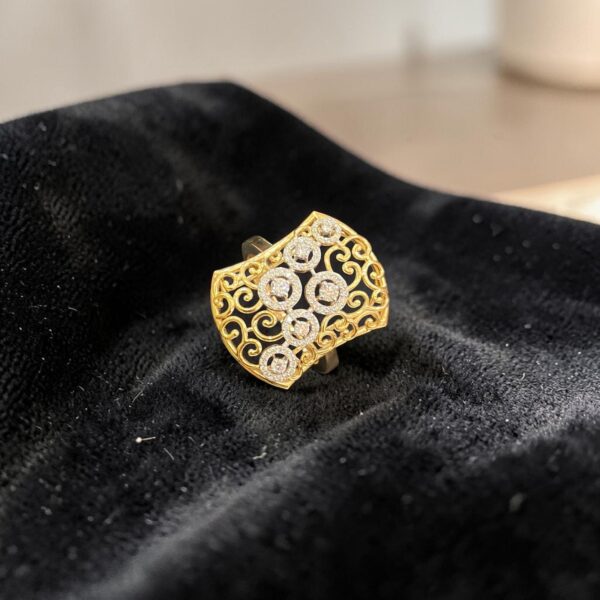 R-380 (26) Pave 0.70 Carats Round Brilliant F/VS1 Diamonds Wide Engagement Ring In 14K Gold