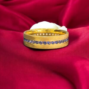 R-383 (20) Classy 1.40 Cts Natural Blue Sapphire Unisex Channel Setting Band Ring 18K Gold