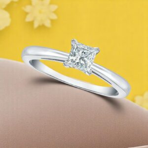 1/2 Cts F/VS1 Princess Cut GIA Certified Diamond Anniversary Ring 18K White Gold