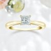 GIA Certified 1/2 Cts F/VS Princess Cut Diamond V-Prong Engagement Ring 18K Gold