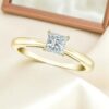 GIA Certified 1/2 Cts F/VS Princess Cut Diamond V-Prong Engagement Ring 18K Gold