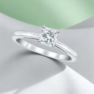 GIA Certified 0.30 Cts F/VS1 Cushion Cut Diamond 4-Prong Solitaire Ring 18K Gold