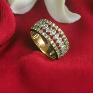 R-403 (15) Pave 1.05 Cts Marquise Round Shape Diamonds Anniversary Band Ring 14K Rose Gold