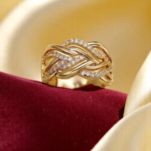 Pave 1.08 Cts F/VS1 Round Brilliant Cut Diamonds Twirl Anniversary Ring 14K Gold