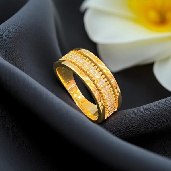 Pave 0.34 Cts Round Brilliant F/VS1 Diamonds Unisex Wedding Band Ring 18K Gold