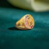 Elegant 2.21 Cts Natural Diamonds Multi-Sapphire Men's Initial "M" Ring 18K Gold