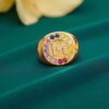 Elegant 2.21 Cts Natural Diamonds Multi-Sapphire Men's Initial "M" Ring 18K Gold