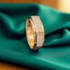 Pave 1.44 Cts Princess Shape Natural Diamonds Unisex Wedding Band Ring 14K Gold