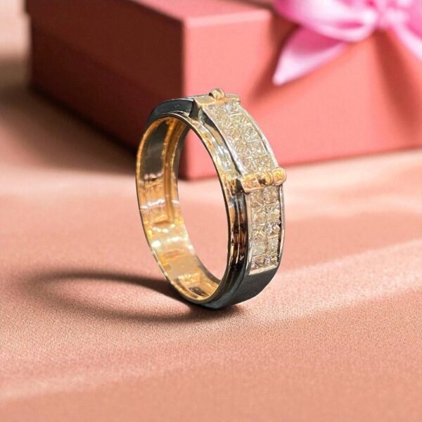 Pave 1.44 Cts Princess Shape Natural Diamonds Unisex Wedding Band Ring 14K Gold