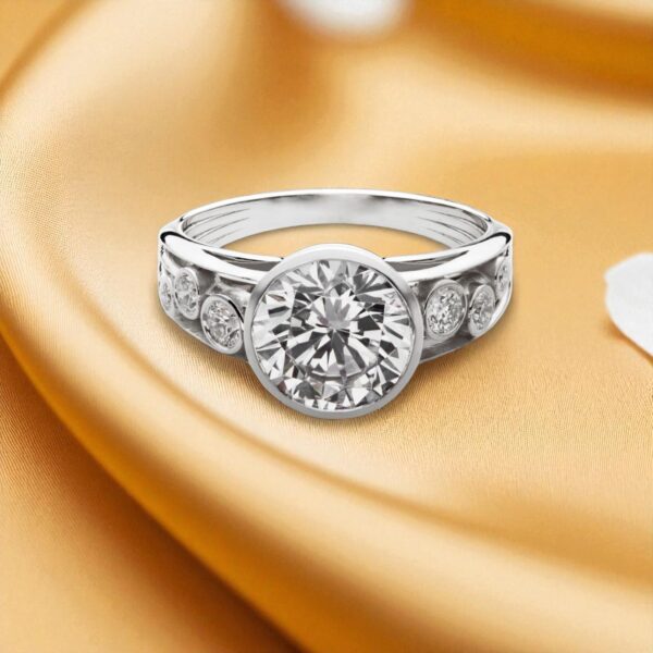 GIA Certified 1.35 Cts F/VS1 Natural Diamonds Scattered Bezel Set Ring 14K Gold