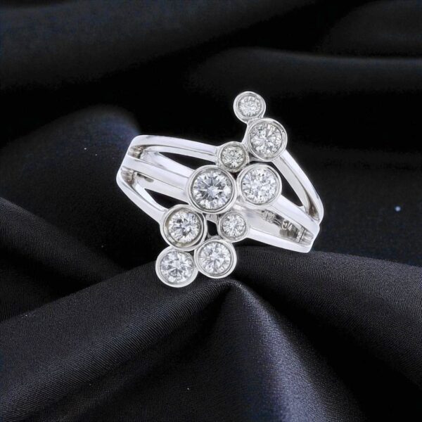 Classy 1.40 Cts F/VS1 Round Brilliant Cut Diamonds Bezel Set Ring 14K White Gold