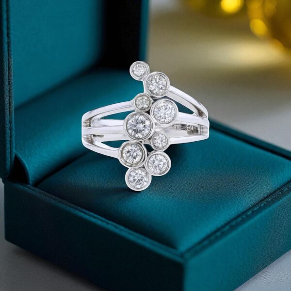 Classy 1.40 Cts F/VS1 Round Brilliant Cut Diamonds Bezel Set Ring 14K White Gold