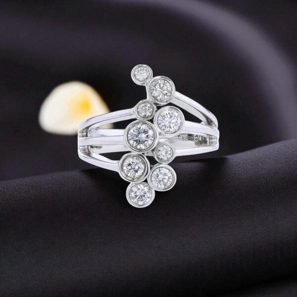Classy 1.40 Cts F/VS1 Round Brilliant Cut Diamonds Bezel Set Ring 14K White Gold