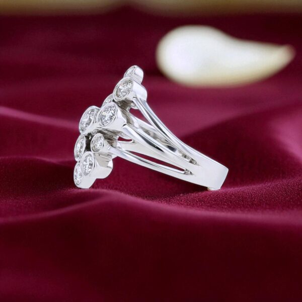 Classy 1.40 Cts F/VS1 Round Brilliant Cut Diamonds Bezel Set Ring 14K White Gold