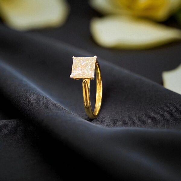 R-416 (21) GIA Certified 1.50 Cts F/VS1 Princess Shape Diamond Solitaire Ring Fine 18K Gold