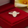 2.85 Cts D/VVS1 Oval Round Shape Diamonds GIA Certified Engagement Ring 18K Gold