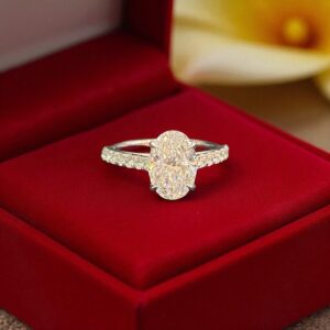 R-419 (15) 2.85 Cts D/VVS1 Oval Round Shape Diamonds GIA Certified Engagement Ring 18K Gold