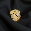 R-420 (25) Pave 2.40 Cts Round Brilliant Cut Diamonds Floral Cocktail Ring 14K Yellow Gold
