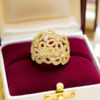 R-420 (27) Pave 2.40 Cts Round Brilliant Cut Diamonds Floral Cocktail Ring 14K Yellow Gold