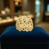 R-420 (28) Pave 2.40 Cts Round Brilliant Cut Diamonds Floral Cocktail Ring 14K Yellow Gold