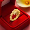 Pave 0.85 Cts Round Brilliant Cut F/VS1 Diamonds Serpentine Unisex Ring in 14K Gold