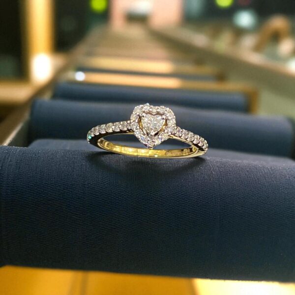 Pave 1/2 Cts F/VS1 Heart Round Shape Natural Diamonds Anniversary Ring 14K Gold
