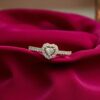 Pave 1/2 Cts F/VS1 Heart Round Shape Natural Diamonds Anniversary Ring 14K Gold