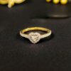 Pave 1/2 Cts F/VS1 Heart Round Shape Natural Diamonds Anniversary Ring 14K Gold