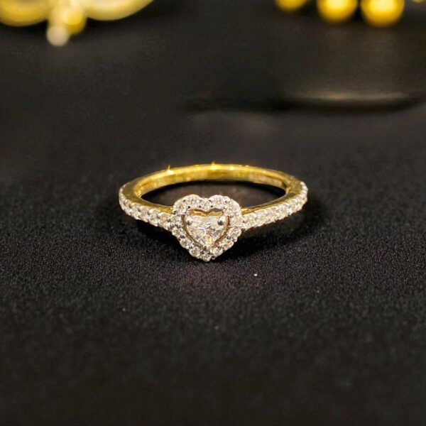 Pave 1/2 Cts F/VS1 Heart Round Shape Natural Diamonds Anniversary Ring 14K Gold