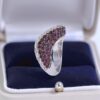 Stunning 2.55 Cts F/VS1 Round Brilliant Cut Diamonds Ruby Cocktail Ring 18K Gold