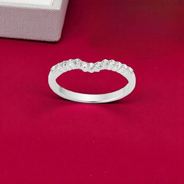 Pave 1/2 Cts F/VS1 Round Brilliant Cut Diamonds Petite Band Ring 18K White Gold